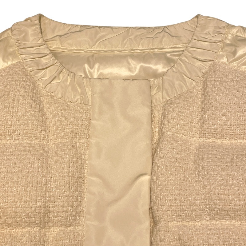 モンクレール MONCLER VEULES ツイード切り替えダウンジャケット ホワイト ナイロン レディース ダウンジャケット