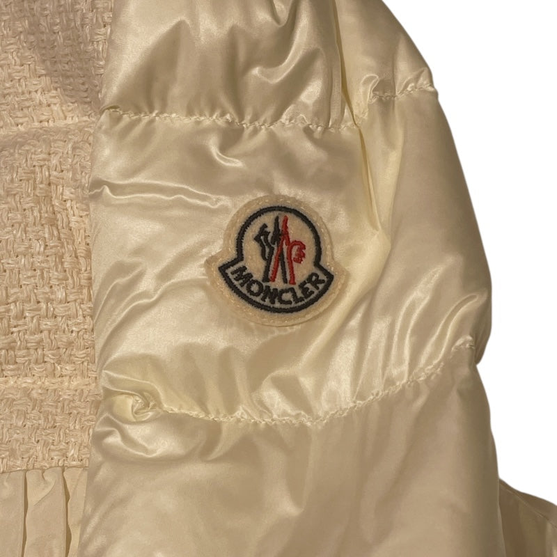 モンクレール MONCLER VEULES ツイード切り替えダウンジャケット ホワイト ナイロン レディース ダウンジャケット