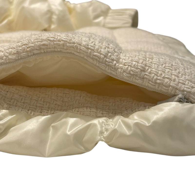 モンクレール MONCLER VEULES ツイード切り替えダウンジャケット ホワイト ナイロン レディース ダウンジャケット