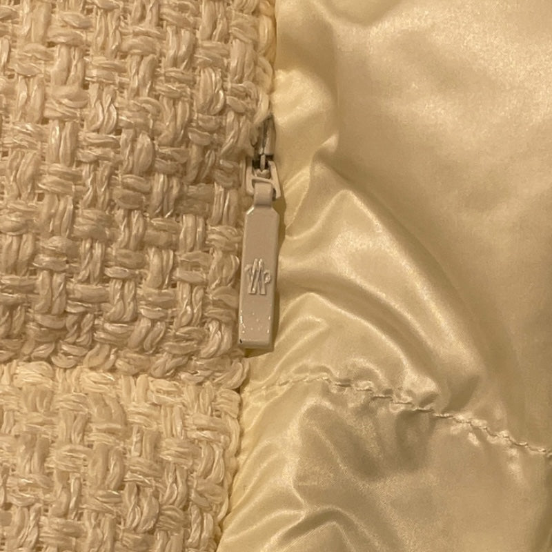 モンクレール MONCLER VEULES ツイード切り替えダウンジャケット ホワイト ナイロン レディース ダウンジャケット