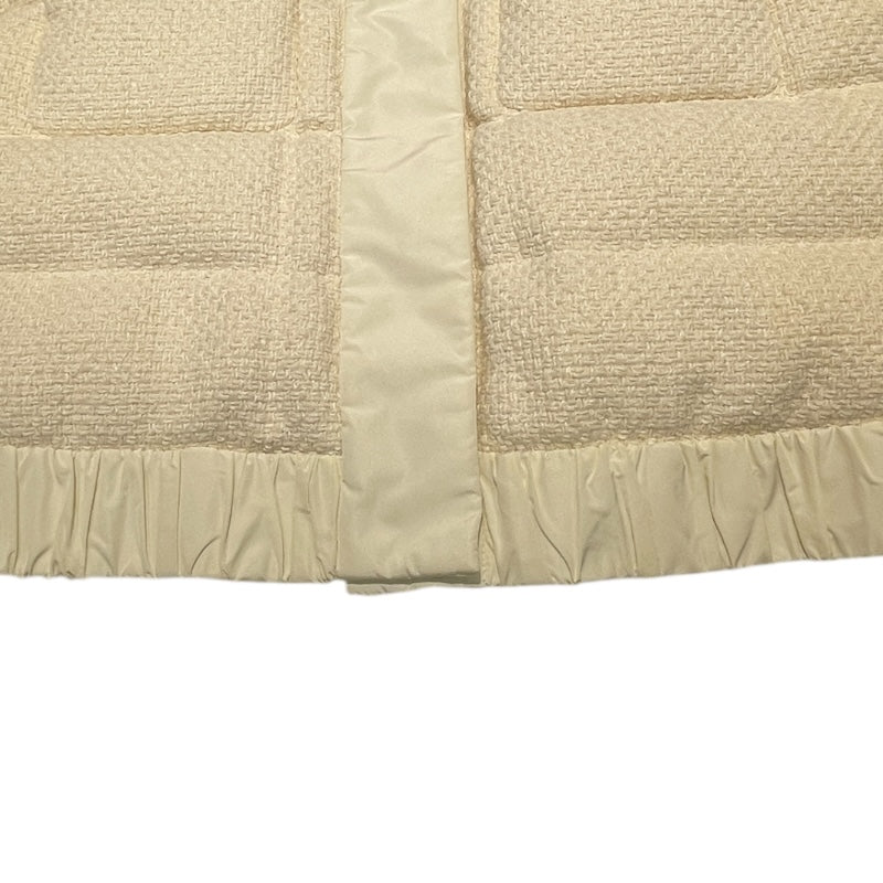 モンクレール MONCLER VEULES ツイード切り替えダウンジャケット ホワイト ナイロン レディース ダウンジャケット