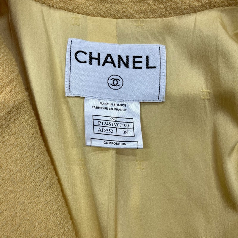 シャネル CHANEL クリアボタンツイードジャケット P12451 イエロー ツイード レディース その他アウター