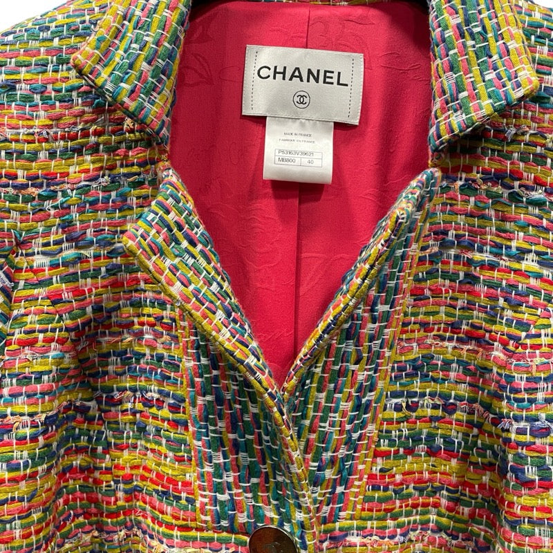 シャネル CHANEL ココマークボタンツイードジャケット P53163 マルチカラー ツイード レディース テーラードジャケット