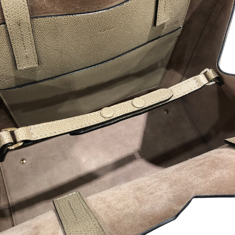Valextra ヴァレクストラ 2WAY ハンドバッグ グレー/グリーン ゴールド金具 レザー/ファー レディース トートバッグ