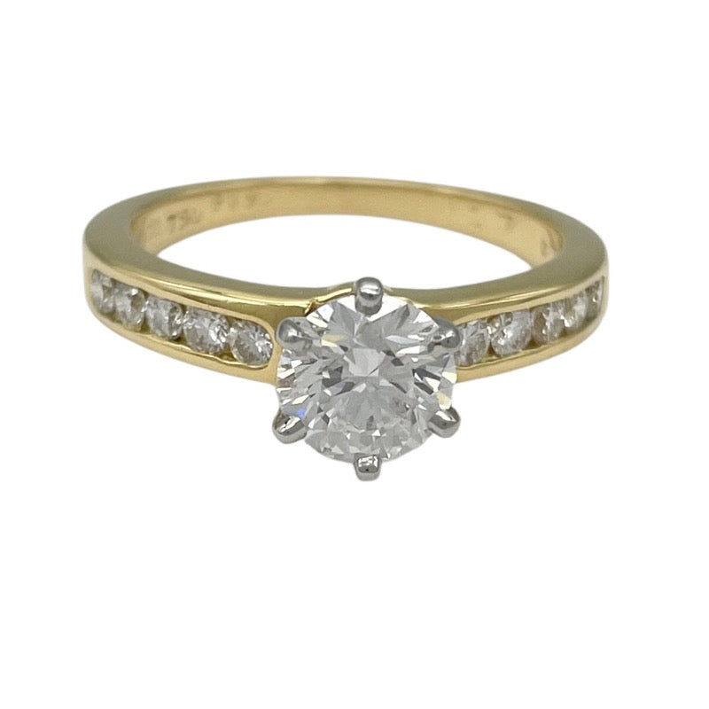 ティファニー TIFFANY＆CO ソリティア チャネルセッティング ダイヤリング 0.78ct/0.17ct 10号 K18YG/Pt950/ダイヤモンド ジュエリー