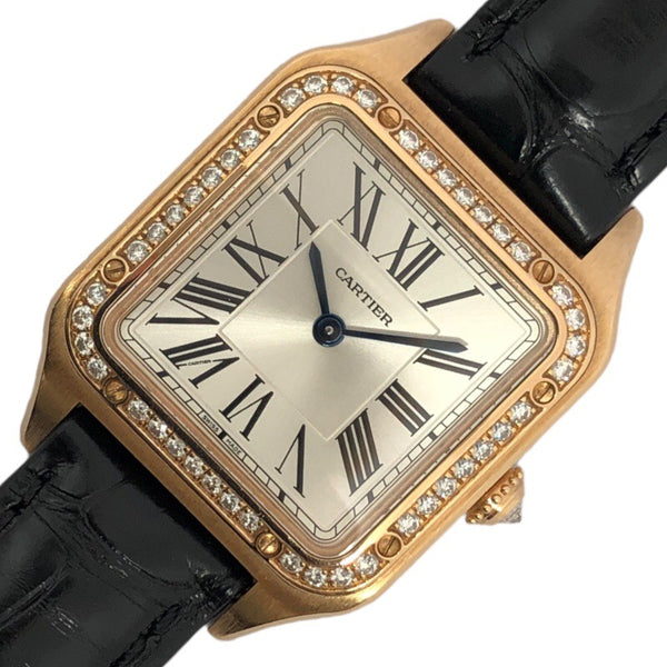 カルティエ Cartier サントス デュモン SM WJSA0017 シルバー K18PG/革ベルト クオーツ レディース 腕時計