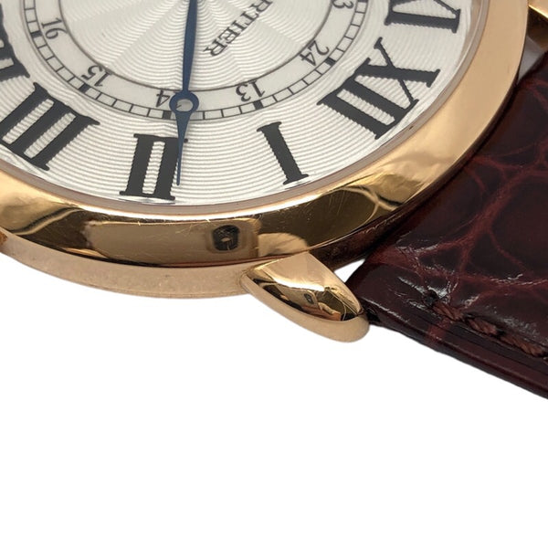 カルティエ Cartier ロンド ルイ カルティエ XL W6801004 ホワイト K18PG/革ベルト 自動巻き メンズ 腕時計