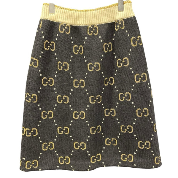 グッチ GUCCI GGロゴパターンニットスカート ブラック ウール レディース スカート