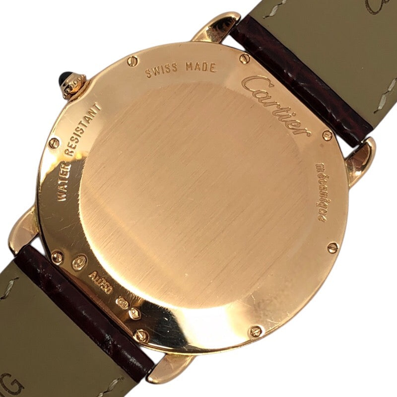 カルティエ Cartier ロンド ルイ カルティエ XL W6801004 ホワイト K18PG/革ベルト 自動巻き メンズ 腕時計