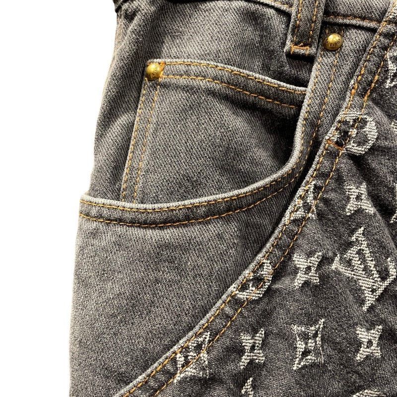 ルイ・ヴィトン LOUIS VUITTON モノグラムフラワーバギーデニムワークパンツ HPD92W ブラック コットン メンズ デニムパンツ