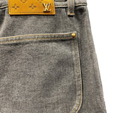 ルイ・ヴィトン LOUIS VUITTON モノグラムフラワーバギーデニムワークパンツ HPD92W ブラック コットン メンズ デニムパンツ