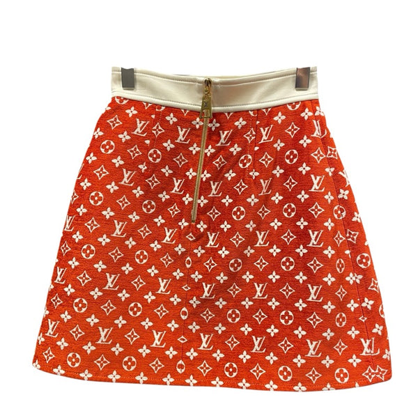 ルイ・ヴィトン LOUIS VUITTON モノグラム総柄スカート FNSK41 レッド ビスコース レディース スカート