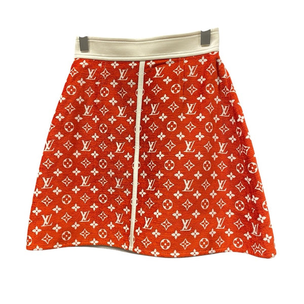 ルイ・ヴィトン LOUIS VUITTON モノグラム総柄スカート FNSK41 レッド ビスコース レディース スカート