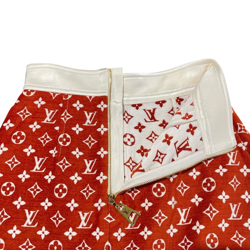 ルイ・ヴィトン LOUIS VUITTON モノグラム総柄スカート FNSK41 レッド ビスコース レディース スカート