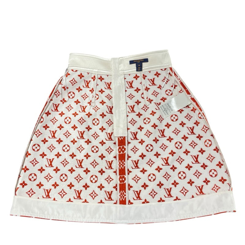 ルイ・ヴィトン LOUIS VUITTON モノグラム総柄スカート FNSK41 レッド ビスコース レディース スカート