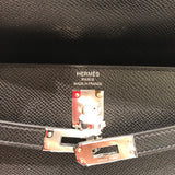 エルメス HERMES ケリー25 外縫い ブラック シルバー金具 エプソン レディース ハンドバッグ