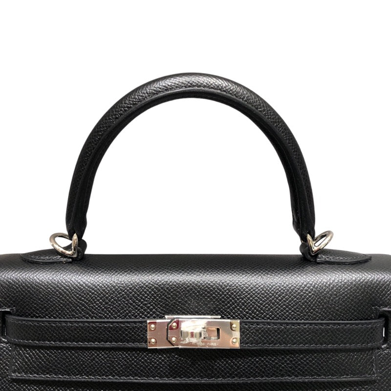 エルメス HERMES ケリー25 外縫い ブラック シルバー金具 エプソン レディース ハンドバッグ