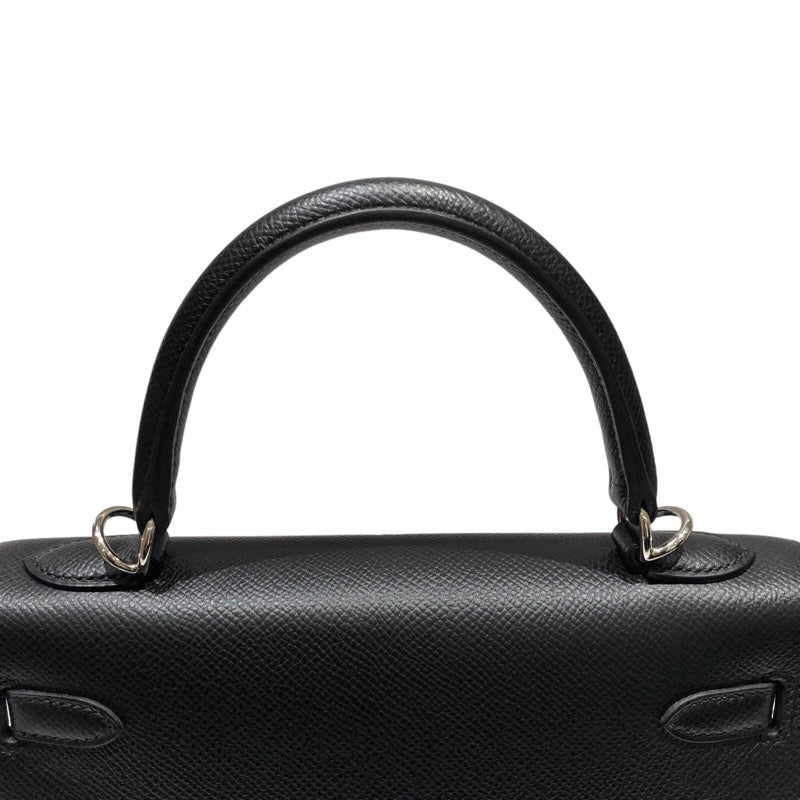 エルメス HERMES ケリー25 外縫い ブラック シルバー金具 エプソン レディース ハンドバッグ