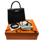 エルメス HERMES ケリー25 外縫い ブラック シルバー金具 エプソン レディース ハンドバッグ