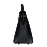 エルメス HERMES ケリー25 外縫い ブラック シルバー金具 エプソン レディース ハンドバッグ