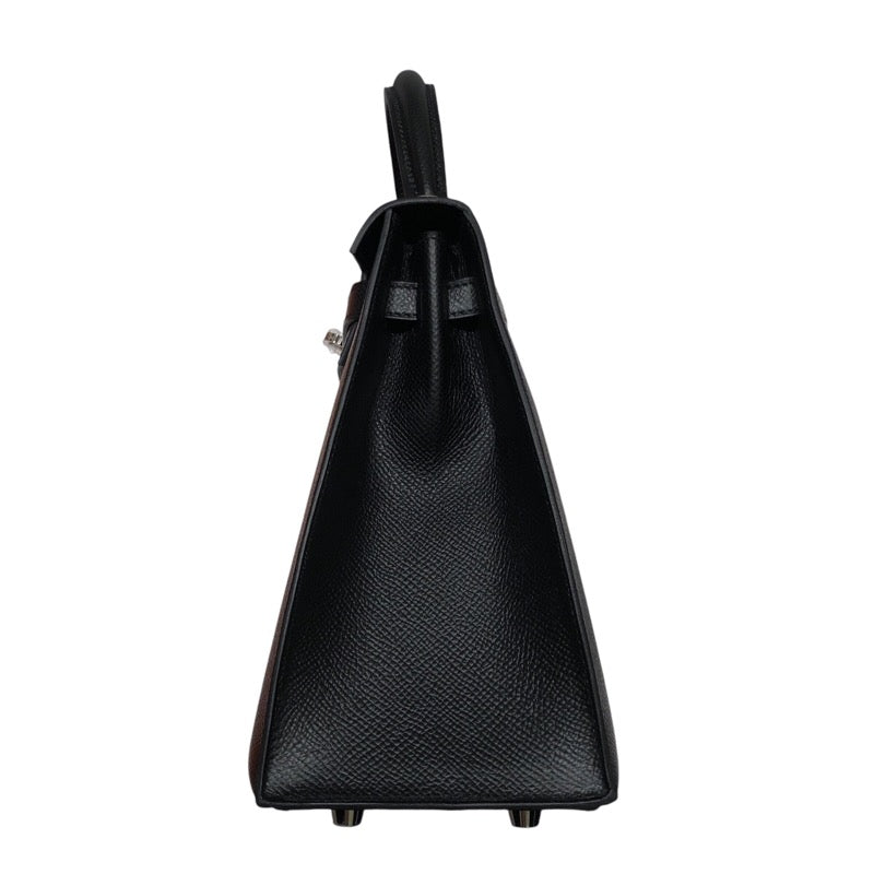 エルメス HERMES ケリー25 外縫い ブラック シルバー金具 エプソン レディース ハンドバッグ