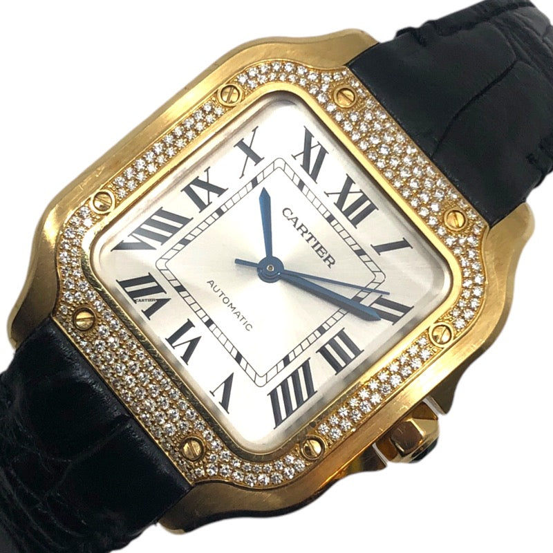 カルティエ Cartier サントス ドゥ カルティエ WJSA0008 シルバー K18YG/革ベルト 自動巻き メンズ 腕時計