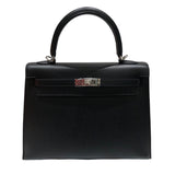 エルメス HERMES ケリー25 外縫い ブラック シルバー金具 エプソン レディース ハンドバッグ