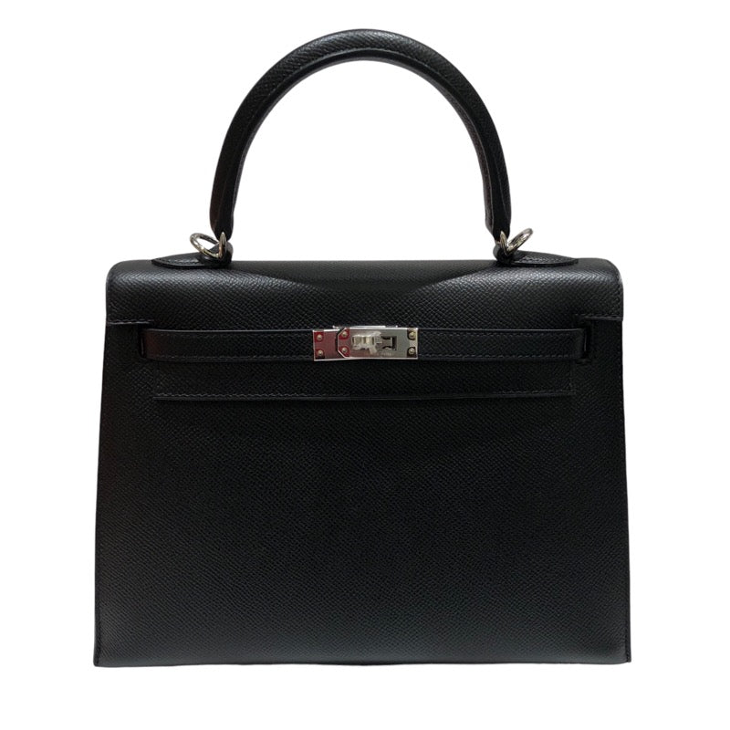 エルメス HERMES ケリー25 外縫い ブラック シルバー金具 エプソン レディース ハンドバッグ