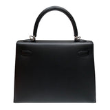 エルメス HERMES ケリー25 外縫い ブラック シルバー金具 エプソン レディース ハンドバッグ