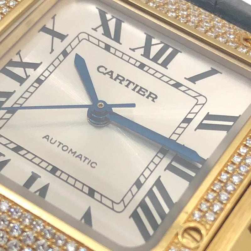 カルティエ Cartier サントス ドゥ カルティエ WJSA0008 シルバー K18YG/革ベルト 自動巻き メンズ 腕時計