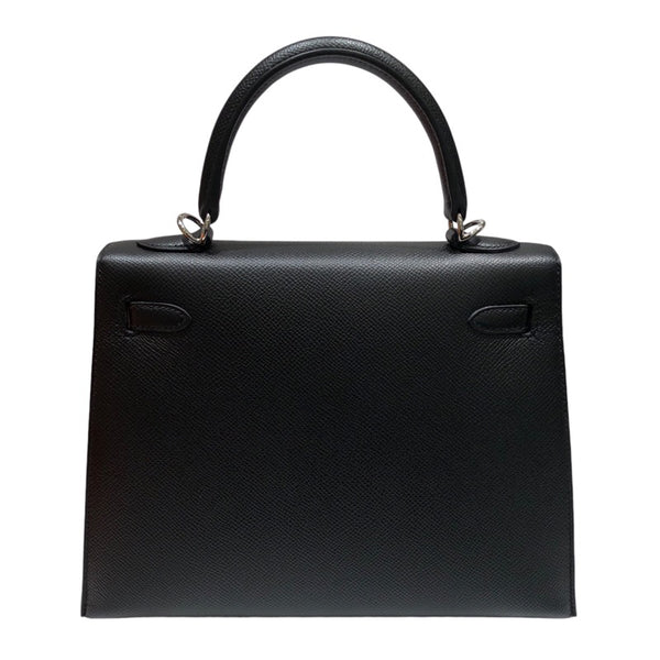 エルメス HERMES ケリー25 外縫い ブラック シルバー金具 エプソン レディース ハンドバッグ