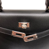 エルメス HERMES ケリー25 外縫い ブラック シルバー金具 エプソン レディース ハンドバッグ
