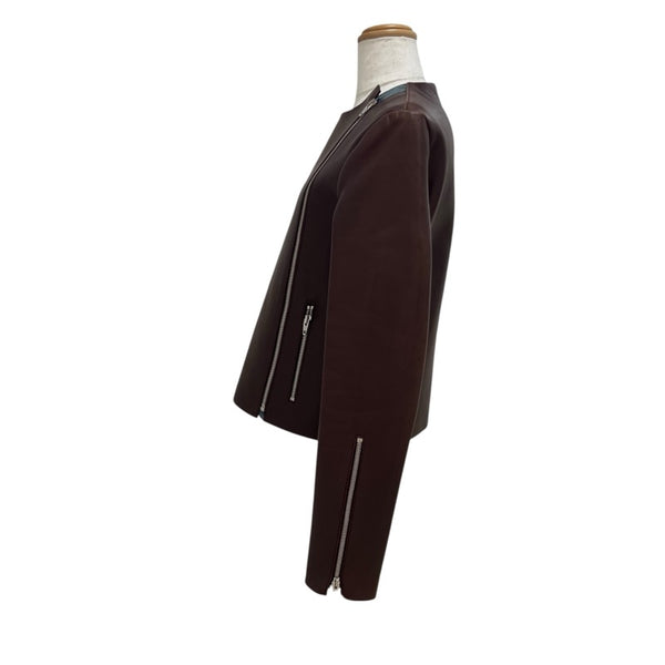 セリーヌ CELINE パイソン切替レザージャケット ブラウン レザー レディース その他アウター