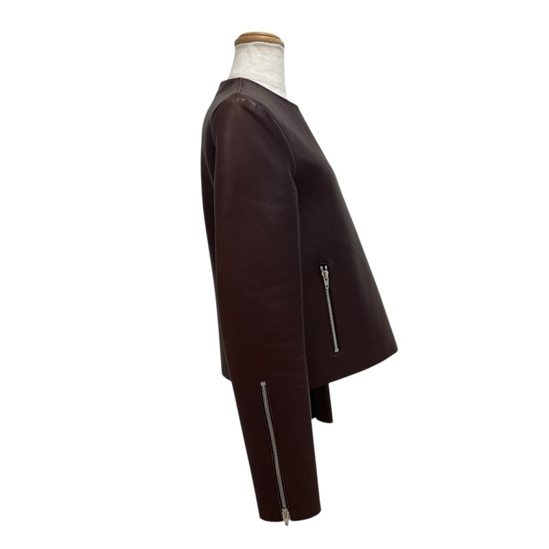 セリーヌ CELINE パイソン切替レザージャケット ブラウン レザー レディース その他アウター