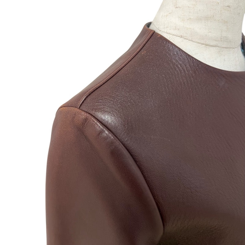 セリーヌ CELINE パイソン切替レザージャケット ブラウン レザー レディース その他アウター