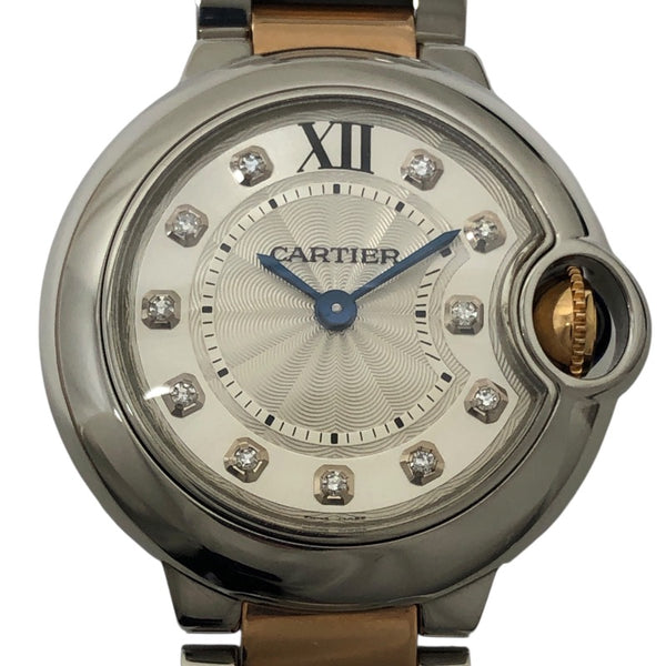 カルティエ Cartier バロンブルー 28mm WE902030 シルバー PG/SS レディース 腕時計
