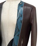 セリーヌ CELINE パイソン切替レザージャケット ブラウン レザー レディース その他アウター