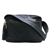 シャネル CHANEL マトラッセ フリンジ ショルダーバッグ ブラック ラムスキン レディース ショルダーバッグ