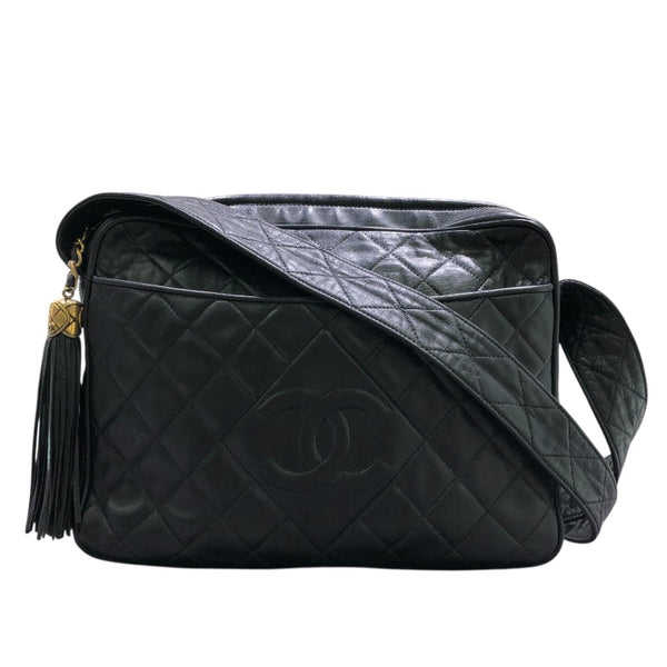 CHANEL シャネル マトラッセ ラムスキン フリンジ ショルダーバッグ シャネル CHANEL マトラッセ フリンジ ショルダーバッグ ブラック