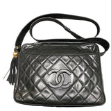 シャネル CHANEL マトラッセ フリンジ ショルダーバッグ ブラック ラムスキン レディース ショルダーバッグ