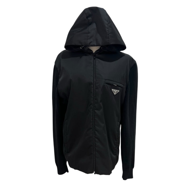 プラダ PRADA トライアングルロゴニット切替ジャケット UMG026 ブラック ウール メンズ その他アウター