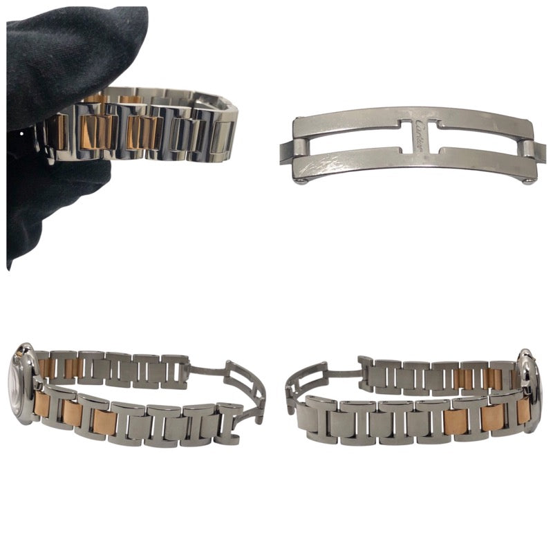 カルティエ Cartier バロンブルー 28mm WE902030 シルバー PG/SS レディース 腕時計
