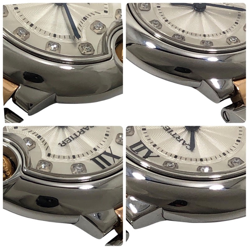 カルティエ Cartier バロンブルー 28mm WE902030 シルバー PG/SS レディース 腕時計