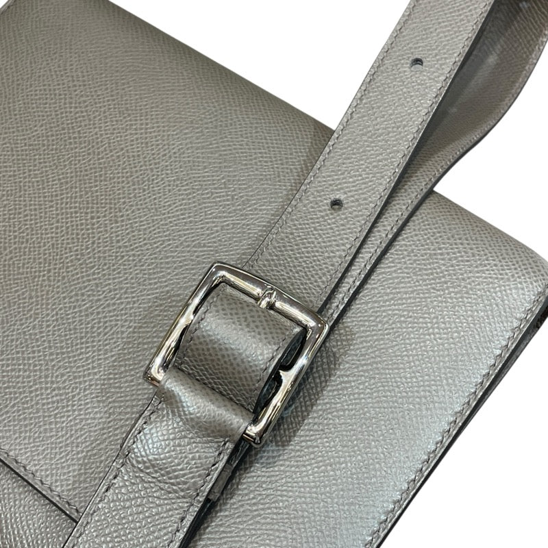 エルメス HERMES サックアデペッシュ21 K刻 グレー エプソン レディース ショルダーバッグ