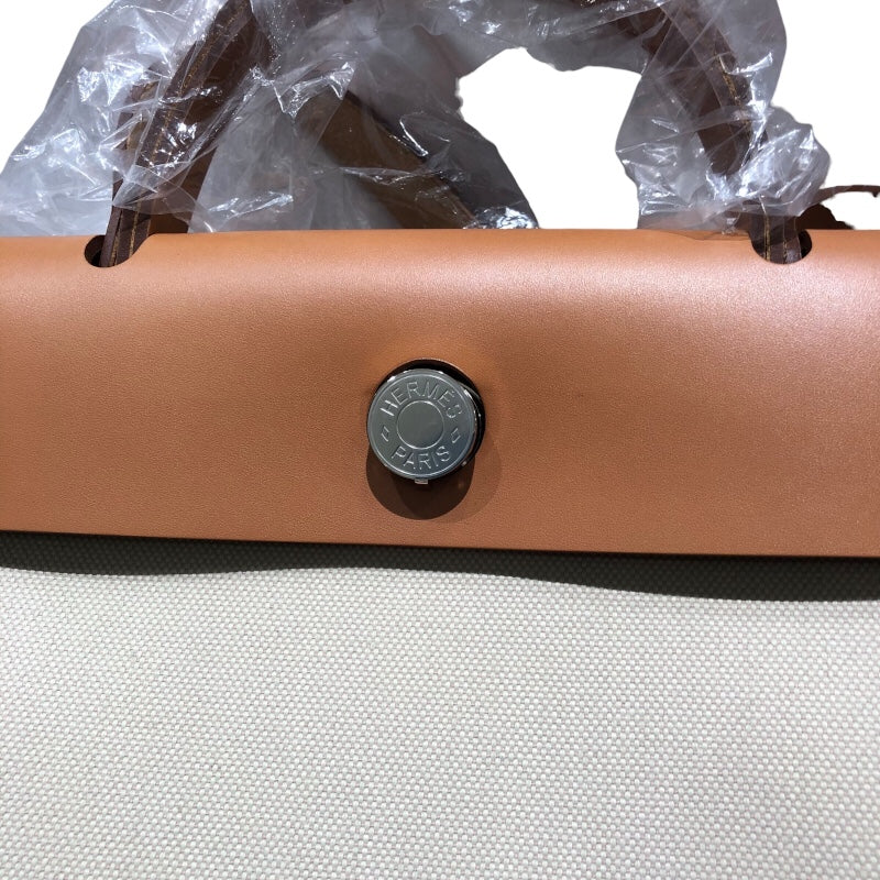 エルメス HERMES エールバッグ B刻 ナチュラル/シルバー金具 トワル/カーフ レディース ショルダーバッグ