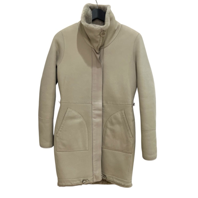 Loro Piana リバーシブルムートンコート FAF9081 クリーム レザー レディース その他アウター