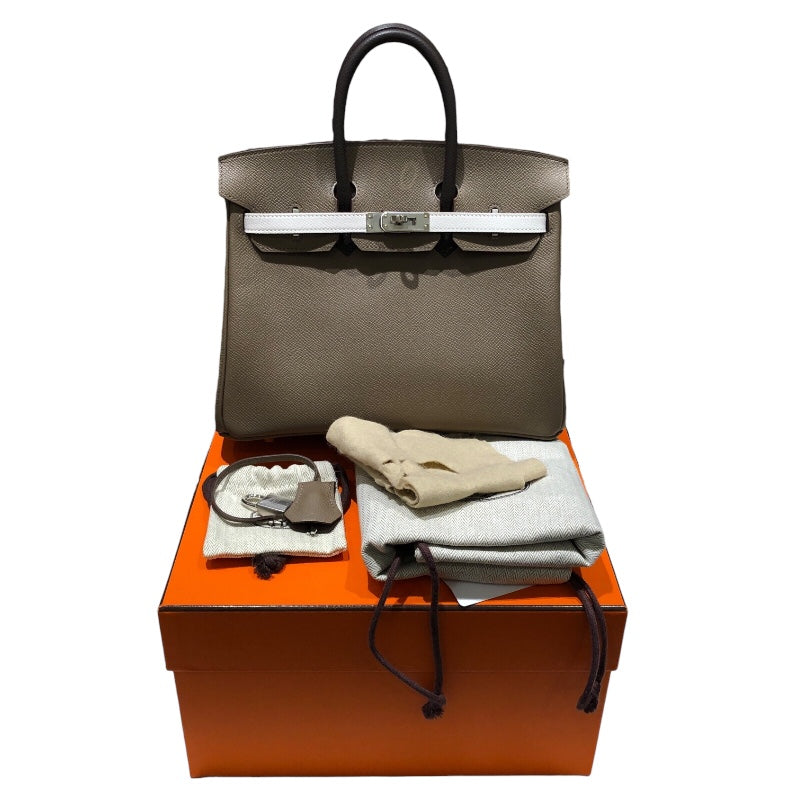 エルメス HERMES バーキン25 B刻 トリコロール　シルバー金具 エプソン レディース ハンドバッグ