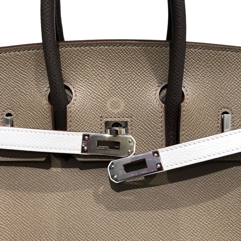 エルメス HERMES バーキン25 B刻 トリコロール　シルバー金具 エプソン レディース ハンドバッグ