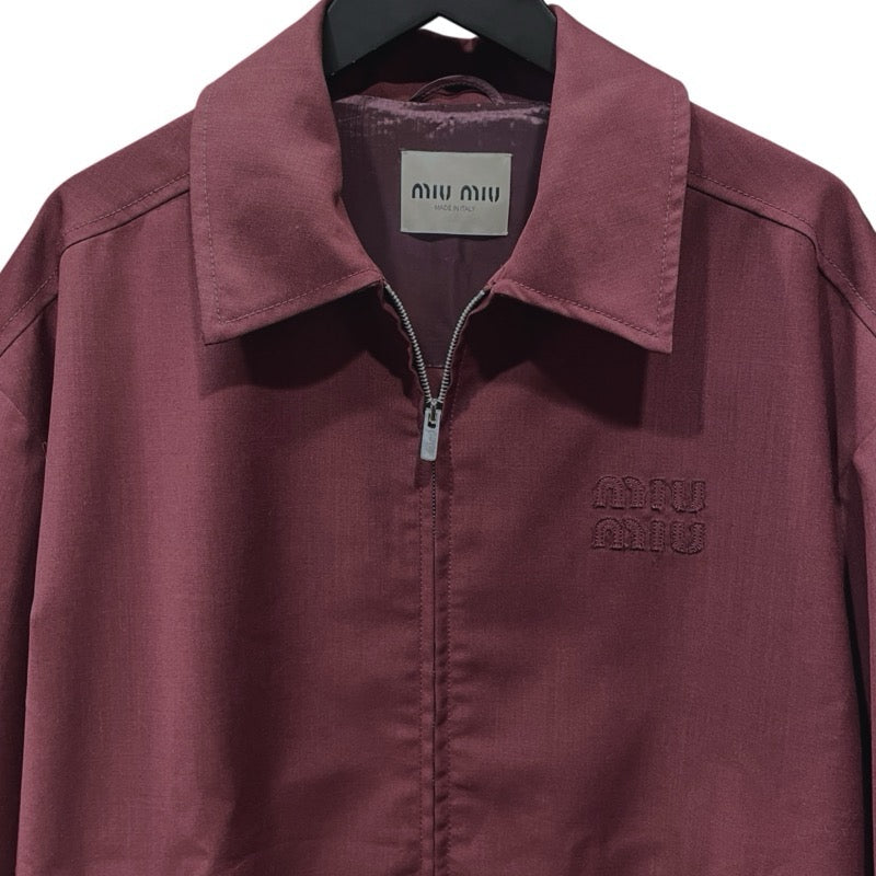 ミュウミュウ miu miu ロゴパッチブルゾンジャケット ML1041 ブラウン