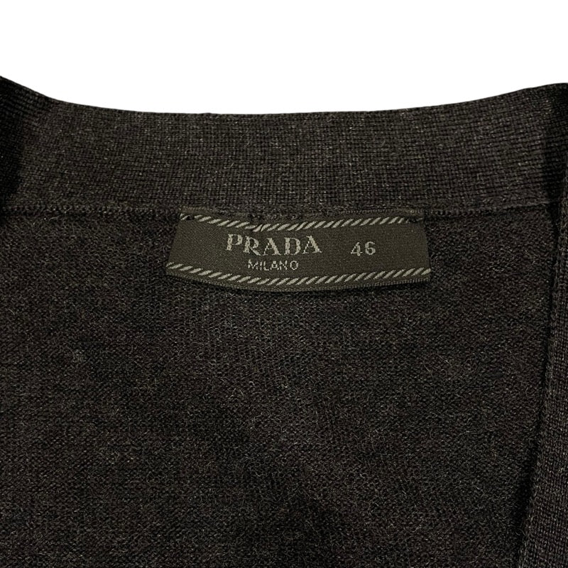 プラダ PRADA バージンウールニットカーディガン DNA959 グレー ウール メンズ カーディガン